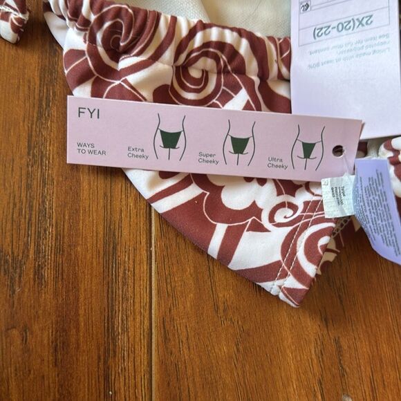 NWT Wild Fable Size X (14-16) Side-Tie Brown Swirl Pattern Bikini Swim Bottom - Picture 7 of 7